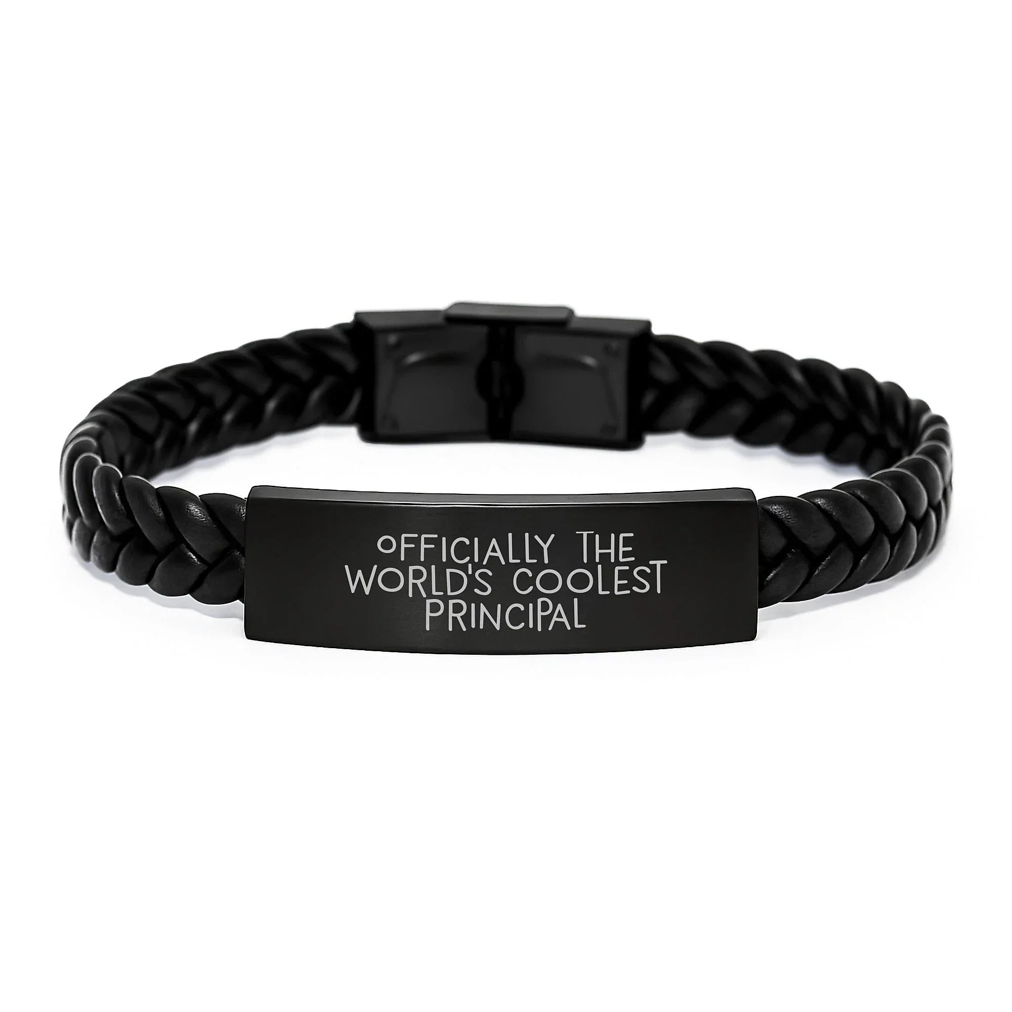 Funny Principal Gifts for Men, Interlaced Leather Bracelets, Officially The World's Coolest Principal Quote, Christmas Unique Gifts from Friends and Family