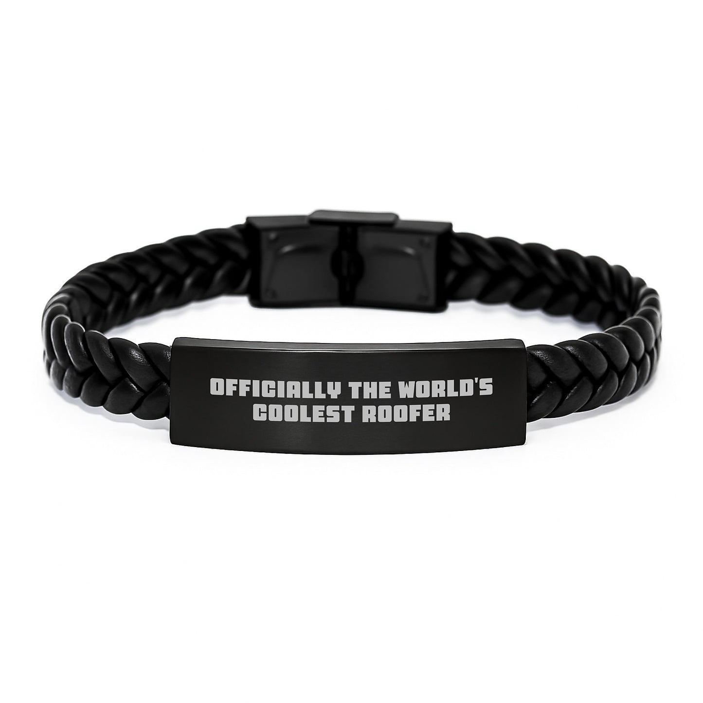 Cool Roofer Gifts for Men, Unique Interlaced Leather Bracelets, Inspirational World's Coolest Roofer Quote, Gifts from Friends to Family - Image 1