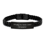 Funny Sonographer Gifts from Men - Interlaced Leather Bracelet for Sonographer - 'Officially The World's Coolest Sonographer' Christmas Unique Gifts
