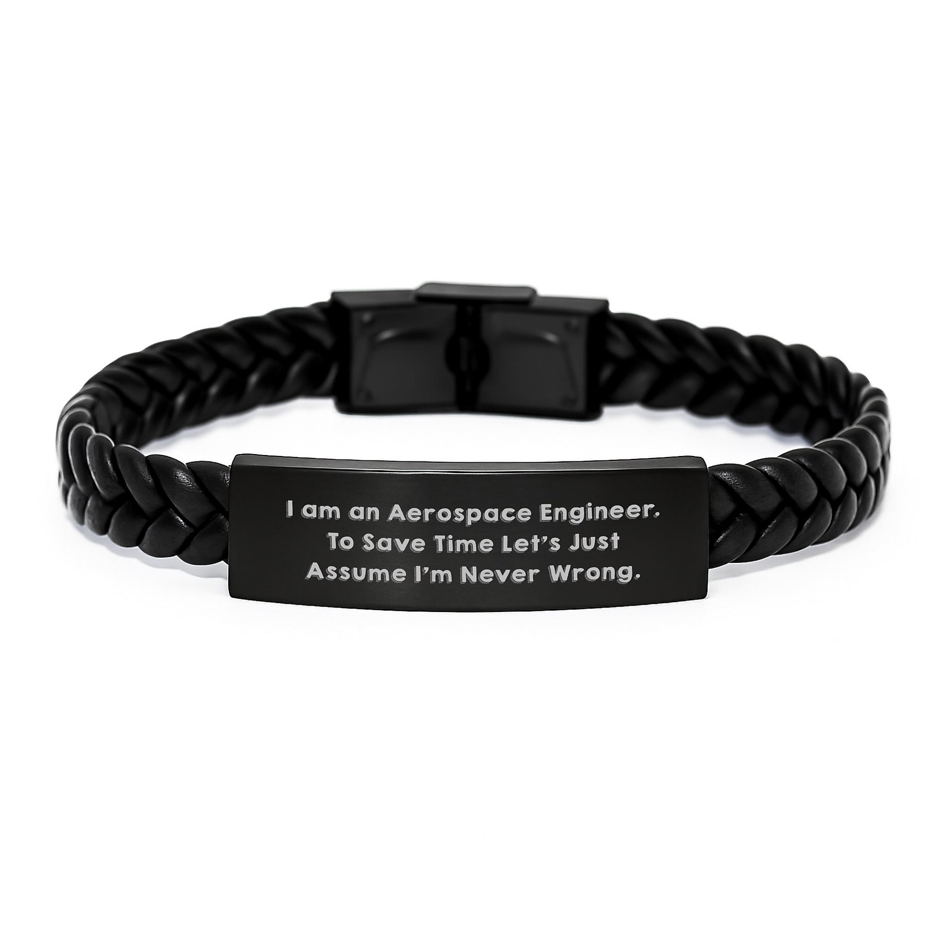 Aerospace Engineer Quote Funny Gifts from Friends for Men Interlaced Leather Bracelet Graduation Unique Treats - Image 1