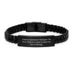 Funny Apartment Manager Gifts, Christmas Unique Presents for Men from Family, 'I Am An Apartment Manager. To Save Time Let's Just Assume I'm Never Wrong.' Interlaced Leather Bracelet