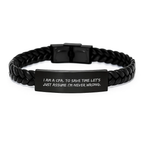 Gifts from Friends for a Graduation Unique Gift - Inspirational CPA Interlaced Leather Bracelet for Men and Women, Funny Quote 'I Am A Cpa. To Save Time Let's Just Assume I'm Never Wrong.' - Image 1