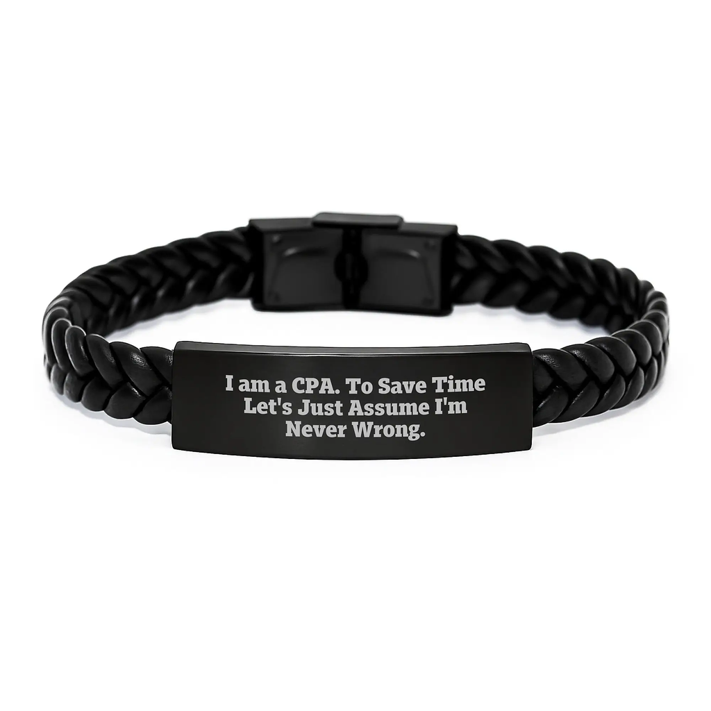 Funny CPA Interlaced Leather Bracelet Gifts from Friends for Graduation Unique CPA Gifts - Image 1