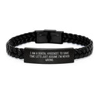 Dental Hygienist Graduation Gifts from Friends - I Am A Dental Hygienist. To Save Time Let's Just Assume I'm Never Wrong. Interlaced Leather Bracelet for Her Him Coworkers Family