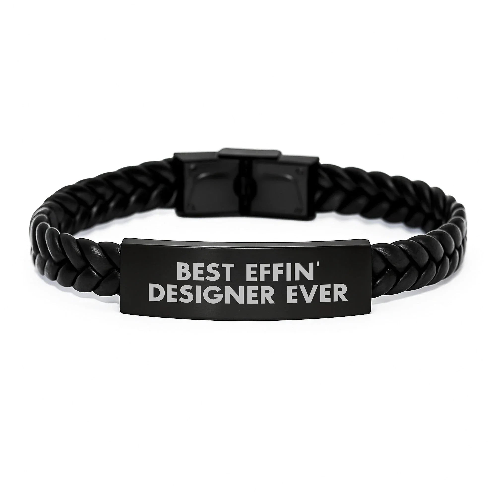 Funny Graduation Gifts from Best Effin' Designer Ever, Interlaced Leather Men's Bracelet for Designer, Unique Gifts for Him, Funny Quote Gift for Men