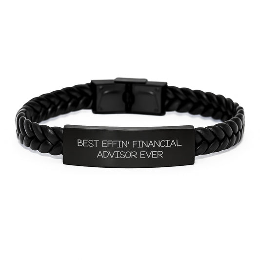 Funny Financial Advisor Gifts, Best Effin' Interlaced Leather Bracelet for Graduation, Gifts from Men, Women, or Coworkers for Financial Advisor - Image 1
