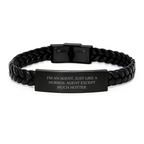 Funny Agent Gifts from Friends, Agent Interlaced Leather Bracelet, 'I'm An Agent. Just Like A Normal Agent Except Much Hotter.' - Image 1