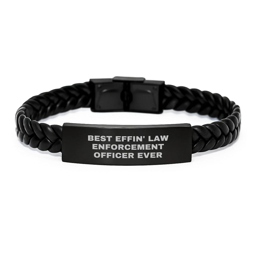 Funny Interlaced Leather Bracelets for Law Enforcement Officer Men - Christmas Unique Gifts from Friends