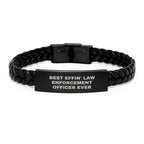 Funny Interlaced Leather Bracelets for Law Enforcement Officer Men - Christmas Unique Gifts from Friends