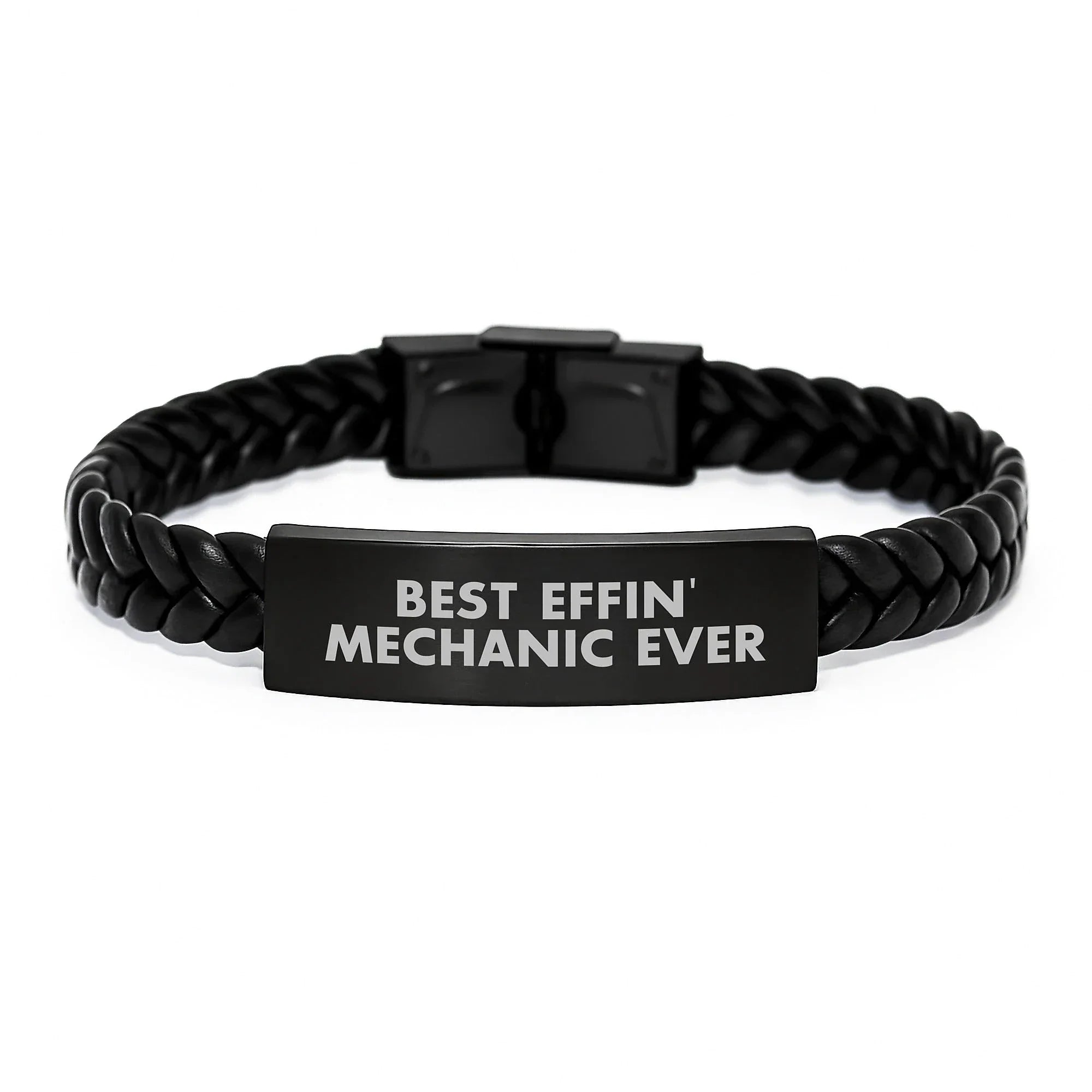 Funny Mechanic Gifts for Men, Funny Christmas Unique Presents for Mechanic Lovers, Best Effin' Mechanic Ever Interlaced Leather Bracelet