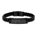 Funny Best Effin' Yoga Instructor Ever Gifts for Him Graduation Unique Interlaced Leather Bracelet from Friends - Image 1