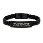 Funny Graphic Designer Gifts - Interlaced Leather Bracelet for Men Women Friends Coworkers - Christmas Unique Presents from Family