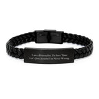 Funny Hairstylist Gifts for Christmas - Interlaced Leather Bracelet with Engraved Stainless Steel for Stylists - Gifts from Family, Friends, or Coworkers to Hairstylists