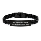 Funny Loan Officer Gifts for Men, Unique Interlaced Leather Bracelets with Quote - Gifts from Friends, Coworkers, Family for Loan Officer Christmas Unique Gifts