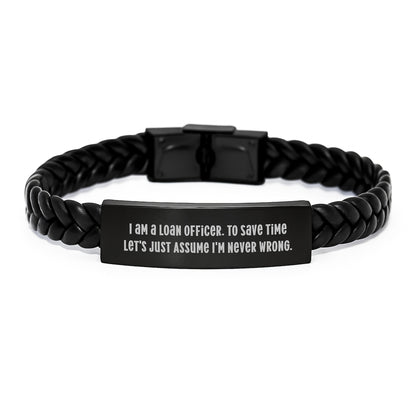 Funny Loan Officer Gifts for Men, Unique Interlaced Leather Bracelets with Quote - Gifts from Friends, Coworkers, Family for Loan Officer Christmas Unique Gifts - Image 1