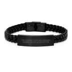 Birthday Gift Interlaced Leather Bracelet for Her–I'm A Barber. Hotter. - Image 1