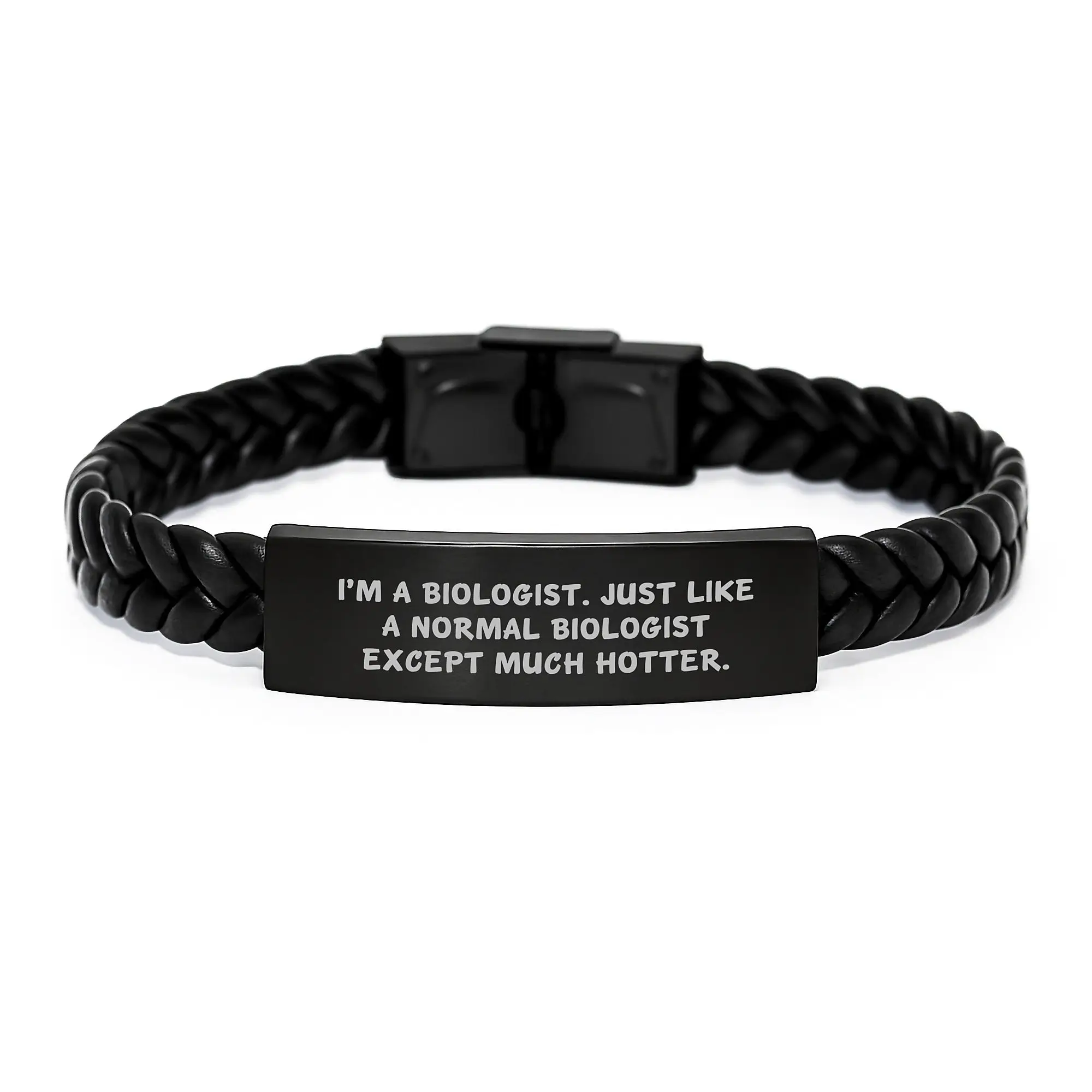 Biologist Humor Interlaced Leather Bracelet - Funny Gift for Him or Her, Graduation Unique Gifts from Friends, Family, Coworkers - Image 1