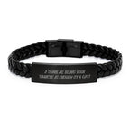 Funny Fiancee Gifts from Men to Women, Interlaced Leather Bracelet with Quote - I Think Me Being Your Fiancee Is Enough Of A Gift, Graduation Unique Gifts - Image 1