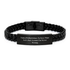 Funny Inspirational Gift for Pediatrician Friend - Interlaced Leather Bracelet, Stainless Steel, Christmas Unique Gifts from Men, Women, Friends