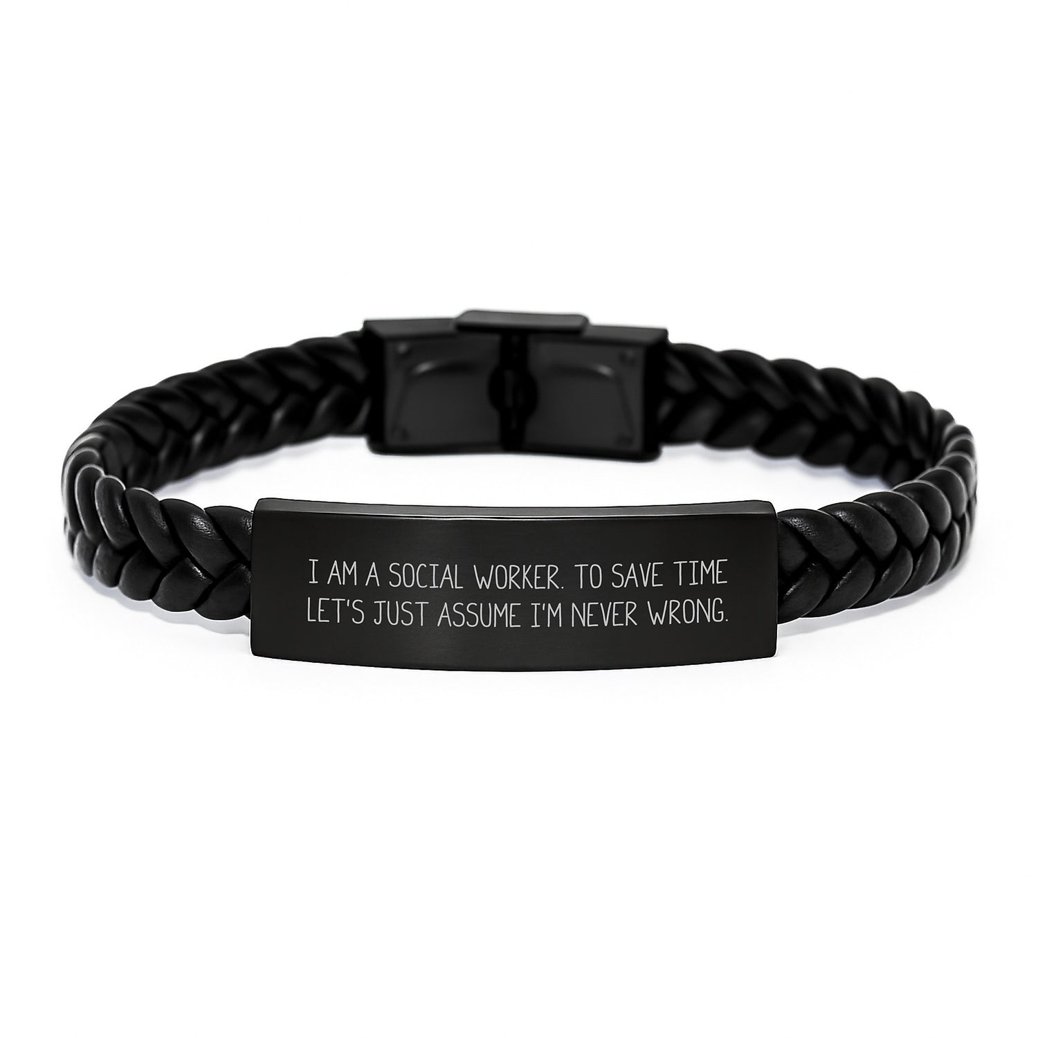 Funny Social Worker Gift Ideas, I Am A Social Worker Bracelet, Interlaced Leather Christmas Unique Presents for Men Women Coworkers Family - Image 1