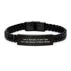 Therapist Funny Quote Interlaced Leather Bracelet Gifts from Friends for Men Women Coworkers Family Christmas Unique Presents