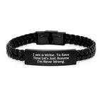 Funny Gift for Writers - Interlaced Leather Bracelet Gifts from Friends for Him