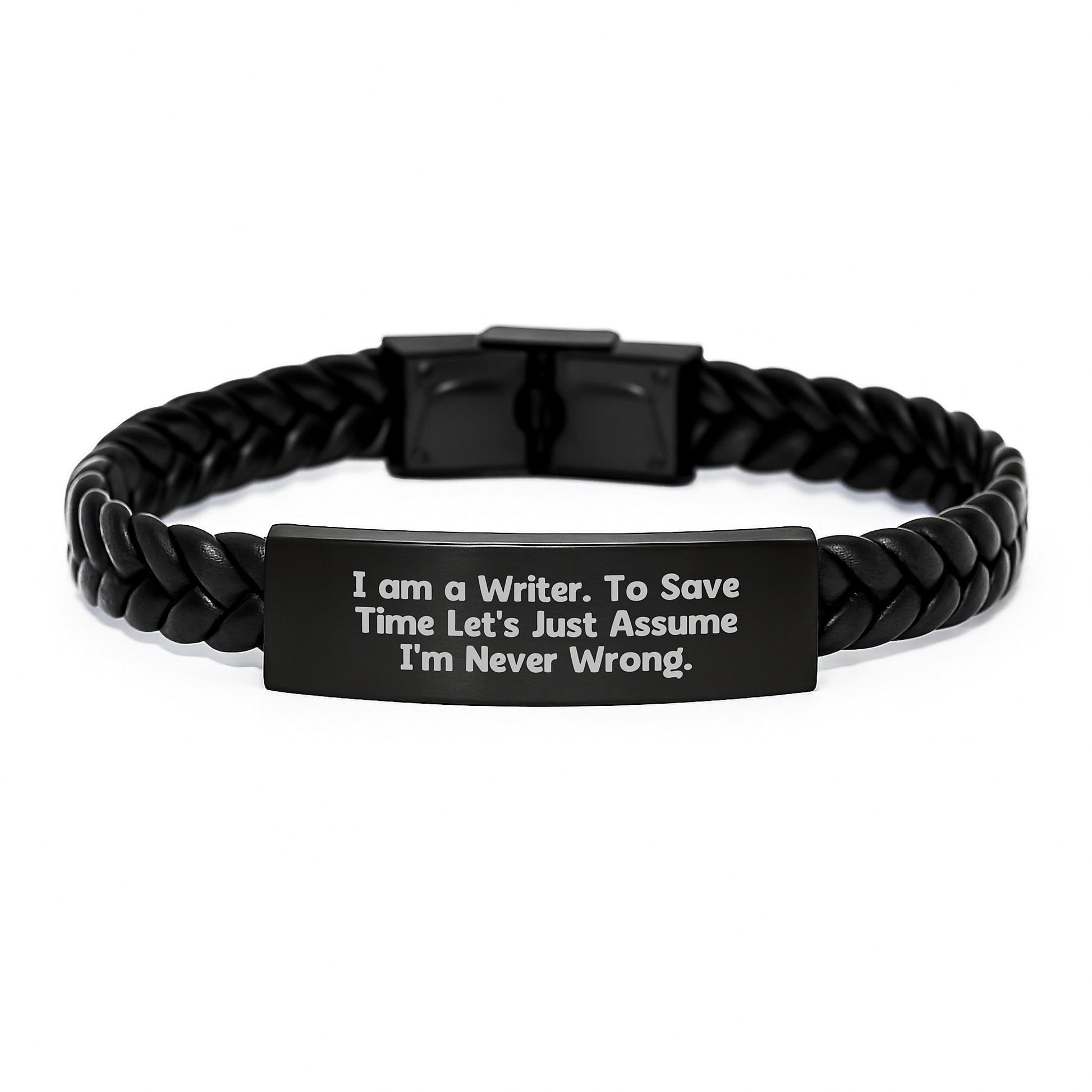 Funny Gift for Writers - Interlaced Leather Bracelet Gifts from Friends for Him - Image 1