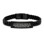 Ambulance Driver Gifts from Friends, Funny Interlaced Leather Bracelet Stainless Steel, Christmas Unique Gifts for Ambulance Driver Men