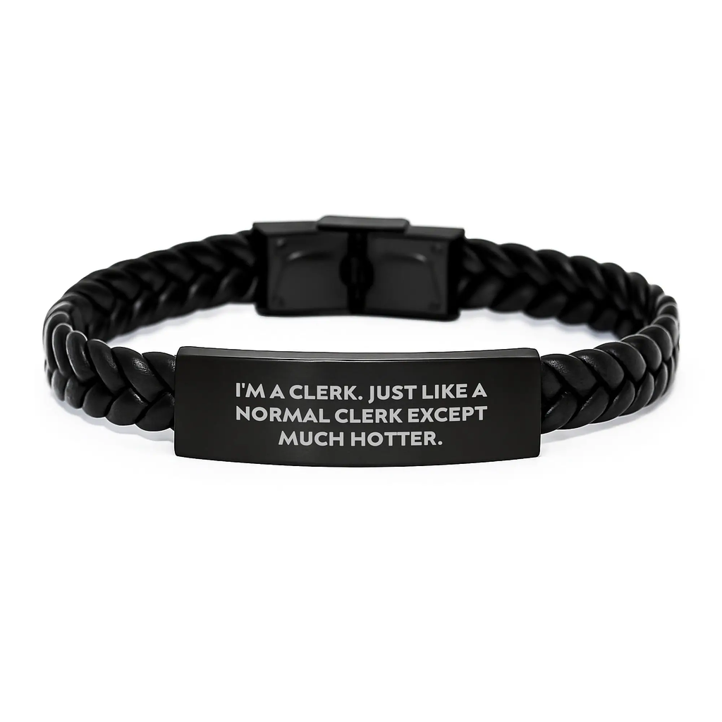 Clerk Keepsake Interlaced Leather Bracelet Sleek for Him Graduation Gift - Image 1