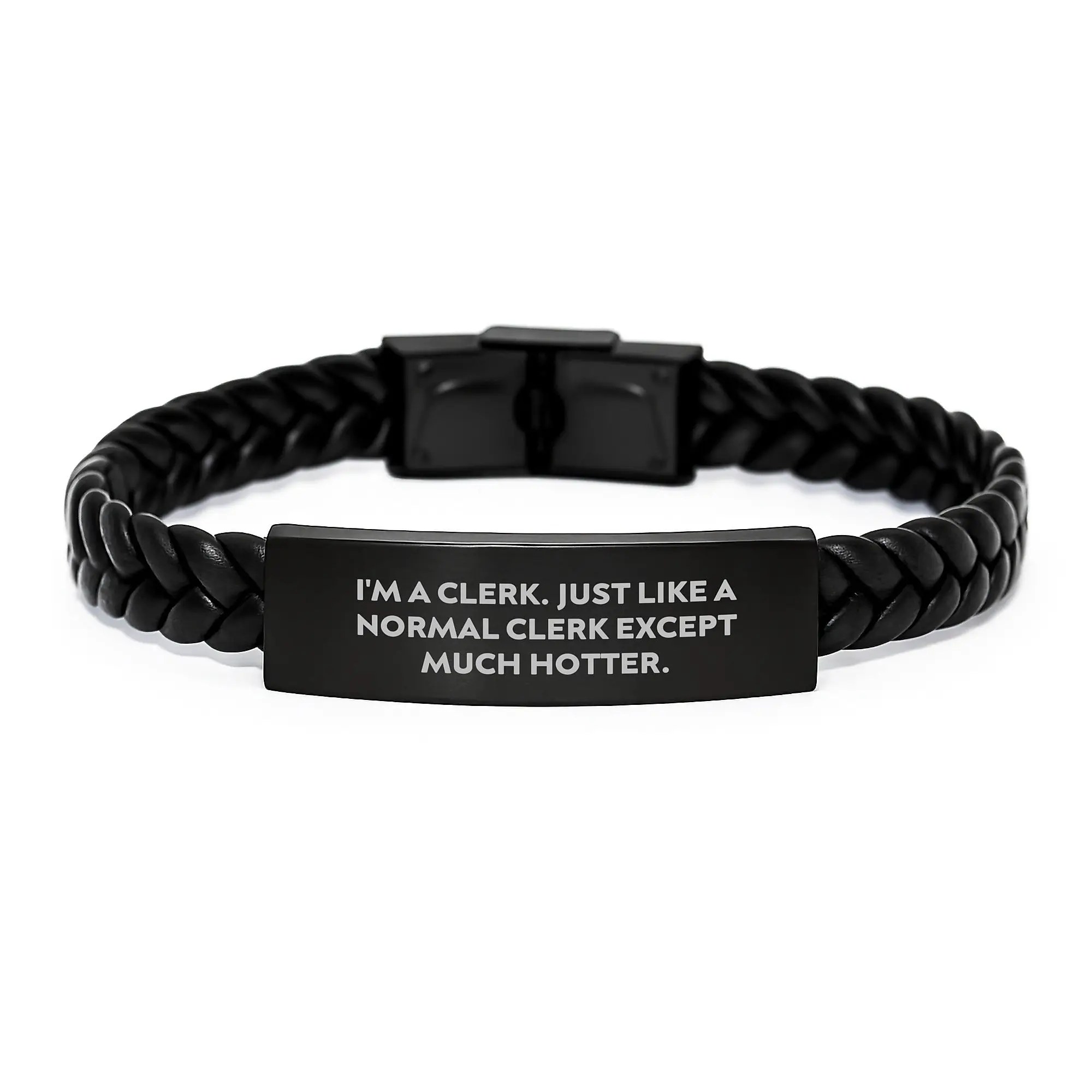 Clerk Keepsake Interlaced Leather Bracelet Sleek for Him Graduation Gift - Image 1