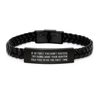 Auditor Humor Gifts from Friends, Funny Quote Interlaced Leather Bracelet for Men, Women, Coworkers, Graduation Unique Gifts, Gifts for Auditor