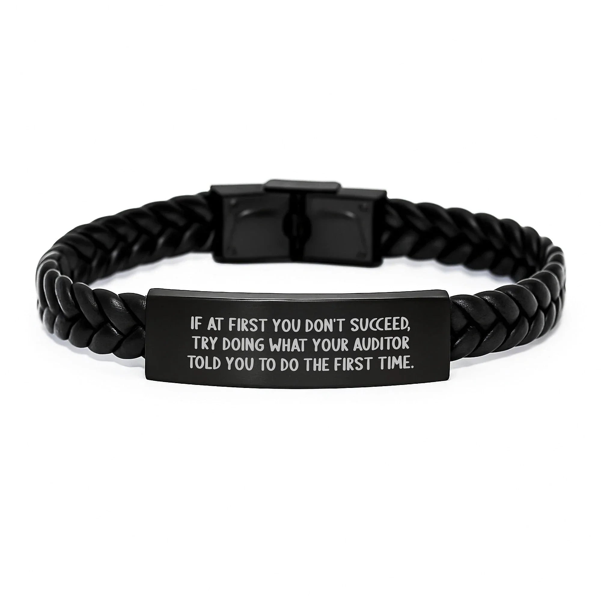 Auditor Humor Gifts from Friends, Funny Quote Interlaced Leather Bracelet for Men, Women, Coworkers, Graduation Unique Gifts, Gifts for Auditor