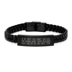 Funny Designer Gifts for Him, Christmas Unique Interlaced Leather Bracelet with Quote, Stainless Steel and PU Leather, Gifts from Family Members