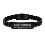 Funny Gifts from Men to Director - 'If At First You Don't Succeed' Interlaced Leather Bracelet for Christmas Unique Presents