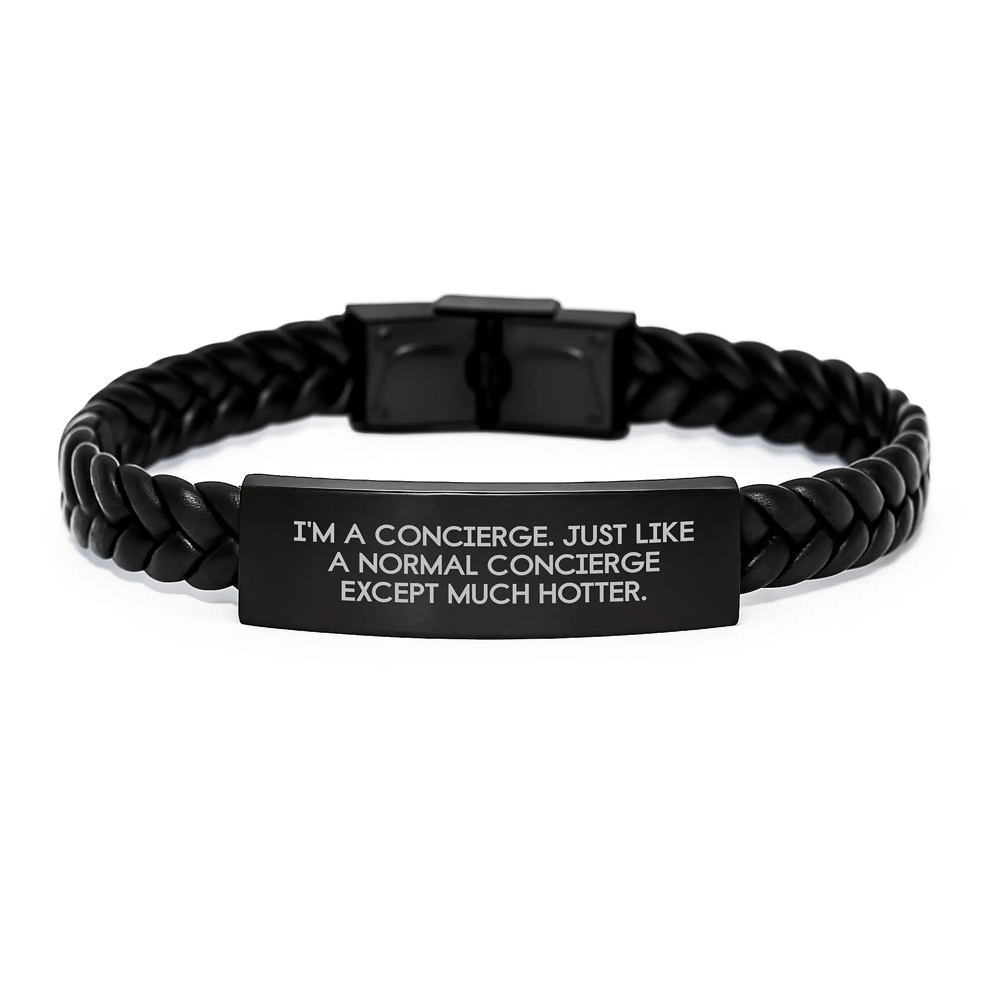Funny Concierge Gifts, Interlaced Leather Bracelet for Graduation, Unique Men Gifts from Concierge to Best Friends - Image 1