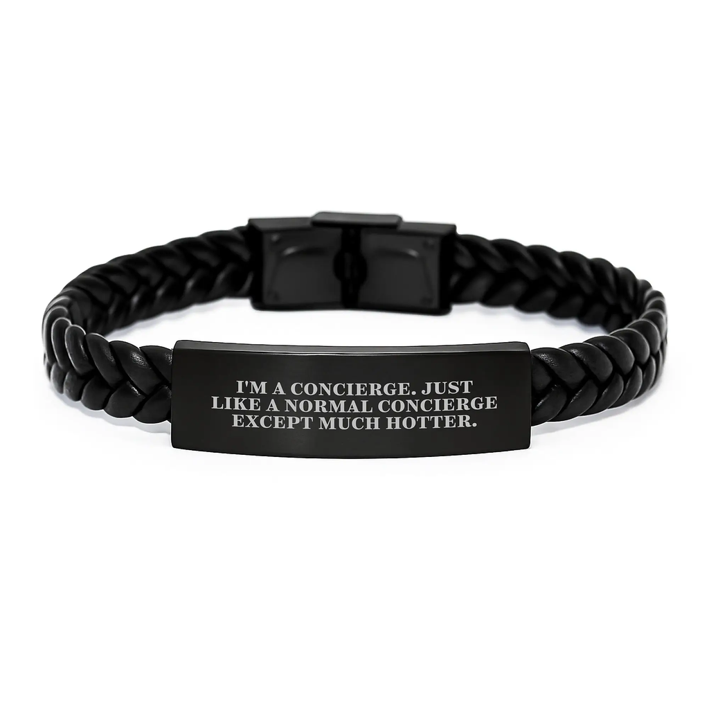 Hotter Concierge Gifts for Men, Women, Friends, and Coworkers - Funny Quote Interlaced Leather Bracelet, Graduation Unique Gifts from Family, Friends, or Men - Image 1