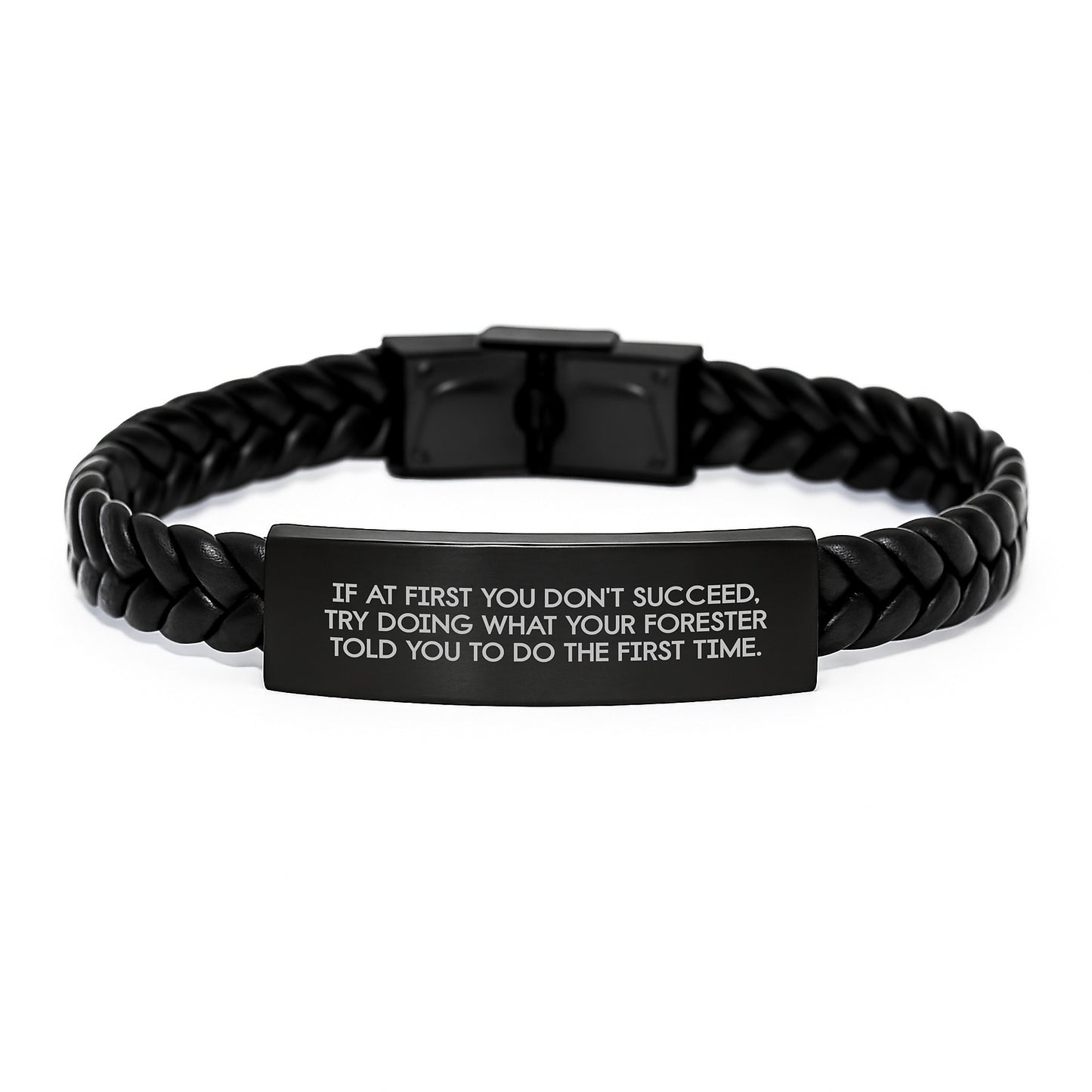 Funny Forester Gifts from Men to Forester, Interlaced Leather Christmas Unique Bracelets, Forester Encouragement Quote - Image 1