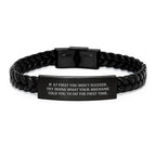 Funny Mechanic Gifts for Men - Interlaced Leather Bracelet with Stainless Steel, Perfect for Christmas Unique Presents from Family