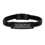 Court Clerk Gifts for Him, Funny Quote Interlaced Leather Bracelet for Men, Graduation Unique Gifts from Family Friends - Image 1