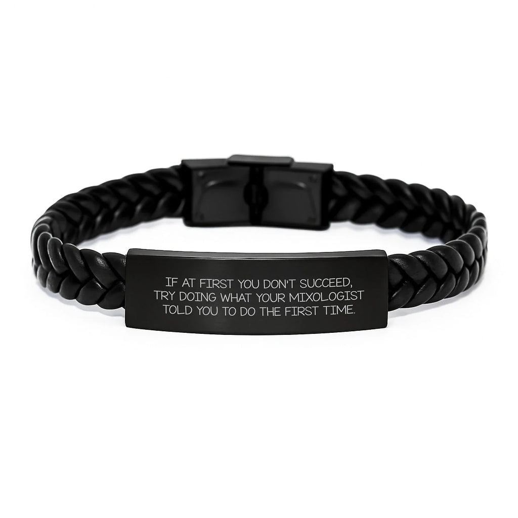 Funny Mixologist Quotes Interlaced Leather Bracelet Gifts from Friends - 'Do What Your Mixologist Says' Christmas Unique Gifts for Mixologist Men