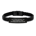 Court Reporter Gift, Funny Quote Interlaced Leather Bracelet, Unique Graduation Gifts for Him, Gifts from Family to Court Reporter, Court Reporter Appreciation - Image 1