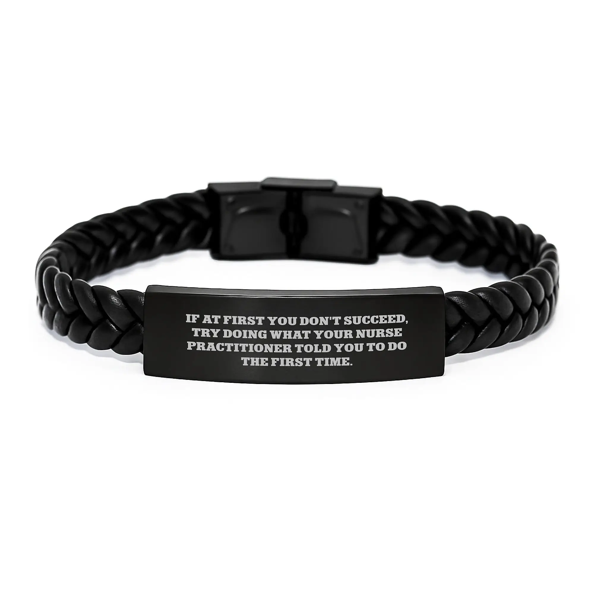 Gifts from Family to Nurse Practitioner - Funny Interlaced Leather Bracelet for Graduation Day, Unique Presents for Friends of Nurse Practitioner - Image 1