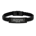 Yoga Instructor Funny Quote Interlaced Leather Bracelet, Gifts from Friends to Yoga Instructor, Unique Graduation Gifts for Men, Women, Coworkers, Family - If At First You Don't Succeed...