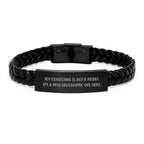 Funny Toy Collecting Gifts for Men - Interlaced Leather Bracelet, 'Toy Collecting Is Not A Hobby. It's A Post-apocalyptic Life Skill.' Stainless Steel and PU Leather