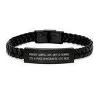 Funny Board Games Enthusiast Gifts for Men from Family, Unique Interlaced Leather Bracelet for Graduation, 'Board Games Are Not A Hobby. It's A Post-apocalyptic Life Skill.' Quote