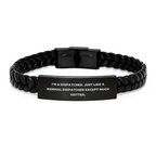 Unique Gifts for Dispatcher Friends, Funny Dispatcher Interlaced Leather Bracelet, Graduation Unique Gifts - Image 1