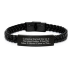 Funny Camping Adventure Gifts from Men - Camping Interlaced Leather Bracelet for Friends - Unique Christmas Unique Gifts for Men