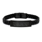 Funny Home Improvement Gifts for Men and Women on Valentine's - Interlaced Leather Bracelet with Stainless Steel and PU Leather - Image 1