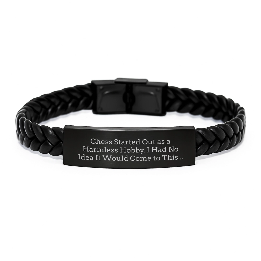 Funny Quote Interlaced Leather Bracelet Gifts for Chess Lovers - Unique Valentine's Men Women Friends Family - Image 1