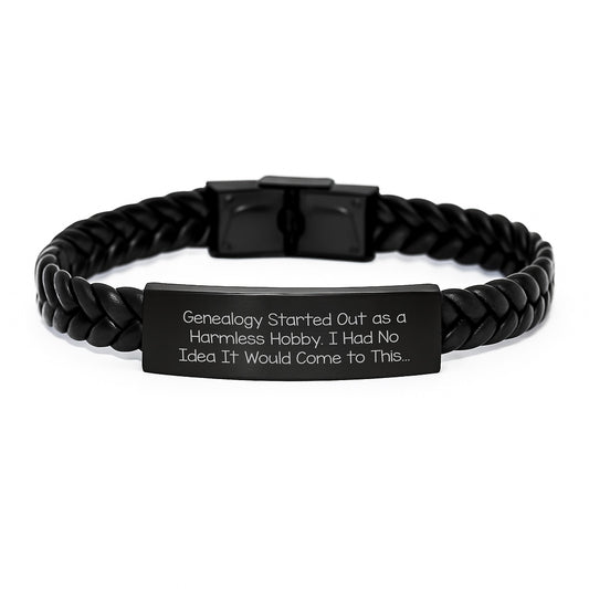 Genealogy Enthusiasts Gifts from Men to Family, Funny Interlaced Leather Bracelet for Genealogy Hobbyists, Christmas Unique Gifts - Image 1